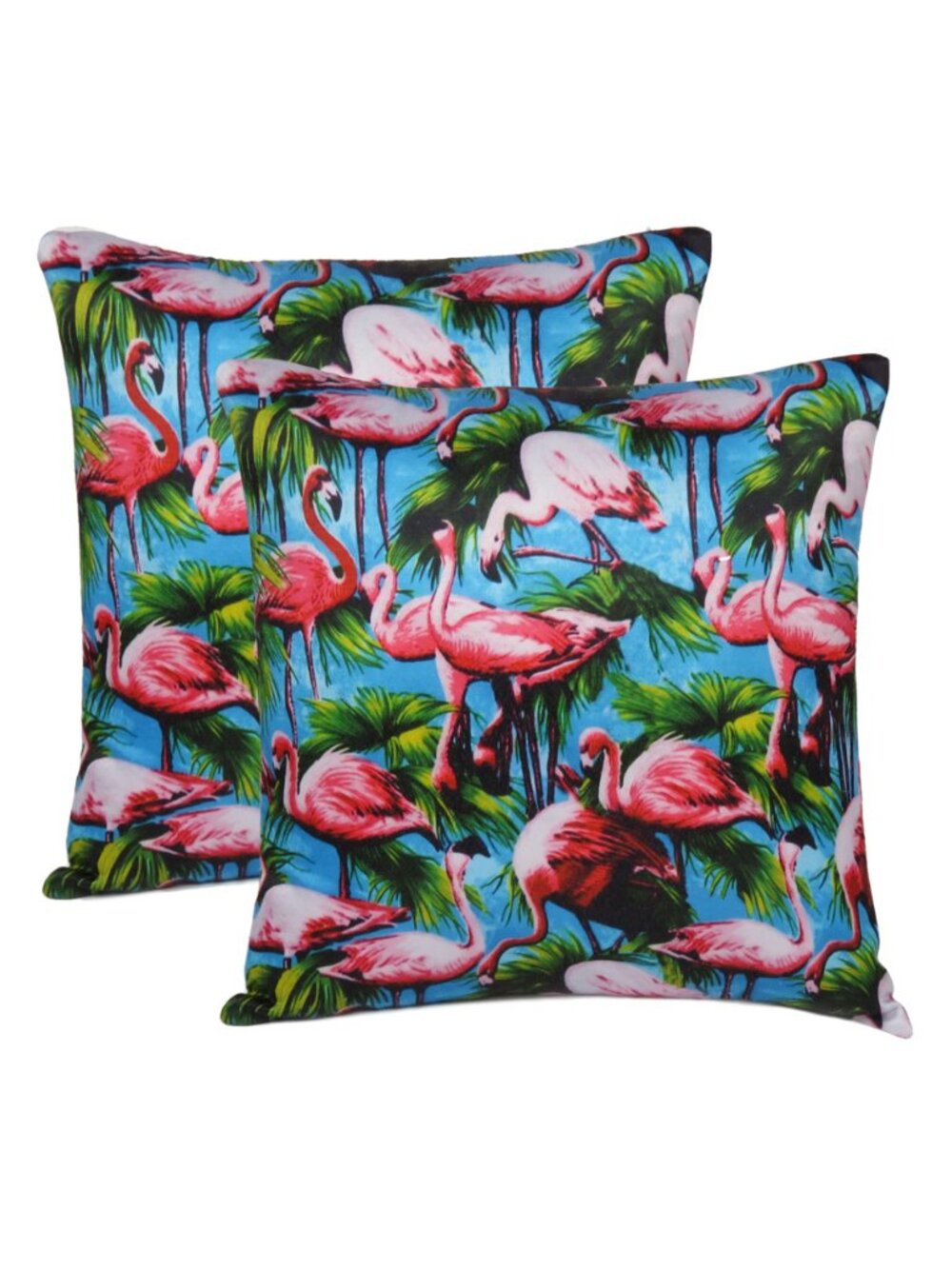 Oussum Bedroom Pillow Case Flamingo Print Cotton Square Cushion Cover  Set of 2